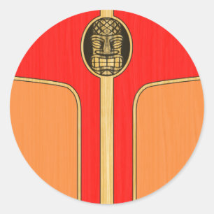 Retro Tiki Surfboard Classic Round Sticker