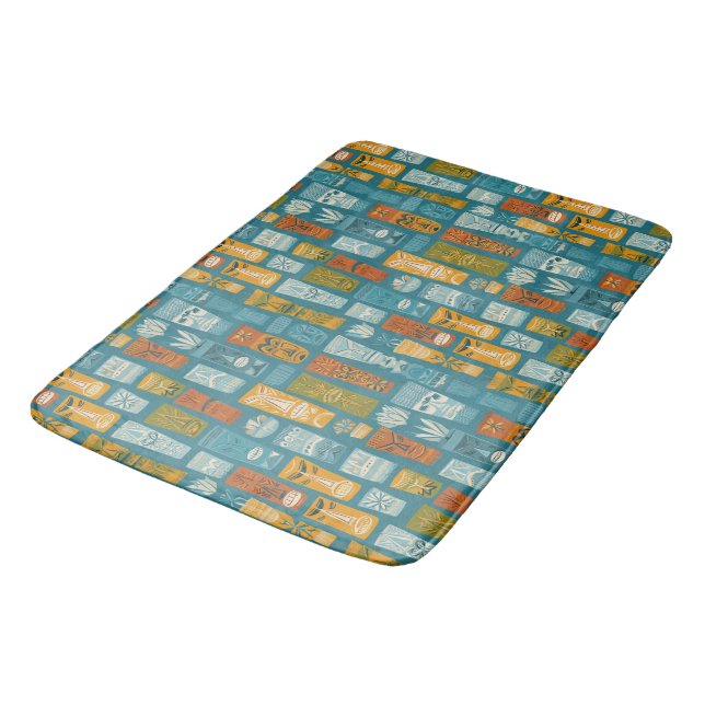 Retro Tiki Totems Bath Mat (Angled)
