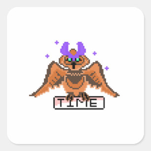 Retro Time Owl Square Sticker
