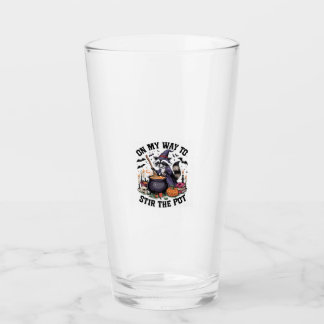 Retro Time To Stir The Pot Funny Raccoon Witch Hal Glass