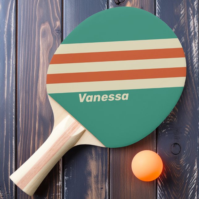 Retro Timeless Stripes with Name Ping Pong Paddle (Creator Uploaded)