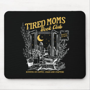Retro tired moms book club bookish booktrovert mouse pad