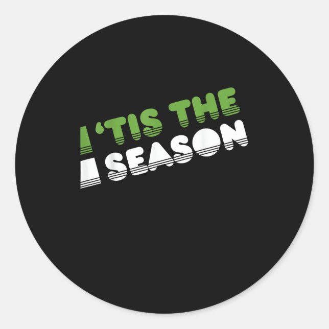 Retro Tis The Season Christmas Classic Round Sticker (Front)