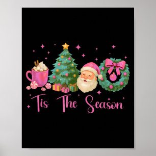 Retro Tis The Season Christmas Santa Jolly Hot Coc Poster