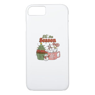 Retro Tis The Season Christmas Tree Coffee Snowman Case-Mate iPhone Case