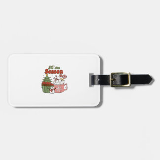 Retro Tis The Season Christmas Tree Coffee Snowman Luggage Tag
