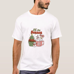 Retro Tis The Season Christmas Tree Coffee Snowman T-Shirt