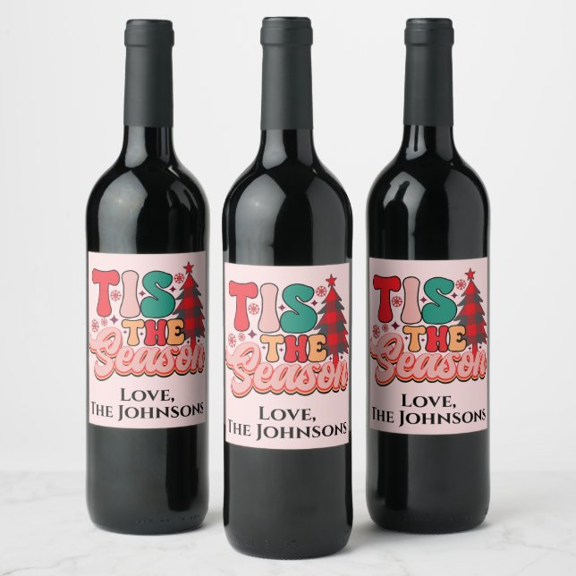 Retro Tis the Season drink label for Bottles (Bottles)