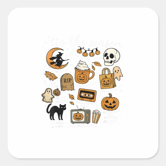 Retro Tis The Season Funny Halloween Season Fall Square Sticker (Front)