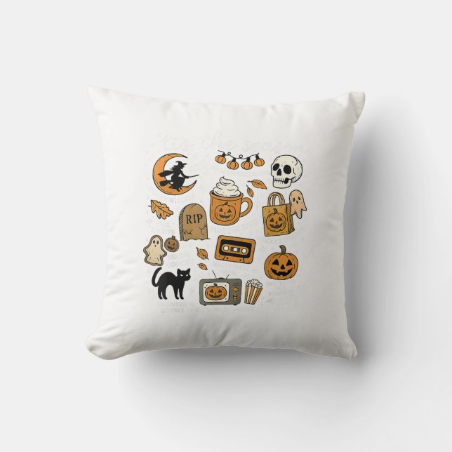 Retro Tis The Season Funny Halloween Season Fall Throw Pillow (Front)