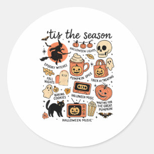 Retro Tis The Season Halloween Season Fall Design Classic Round Sticker