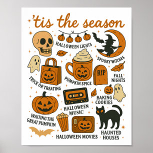 Retro Tis The Season Halloween Season Fall Ghost V Poster