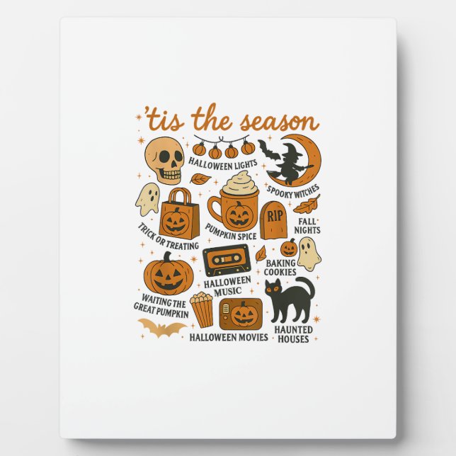 Retro Tis The Season Halloween Season Fall Plaque (Front)