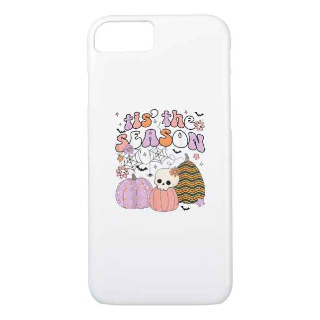 Retro Tis The Season Pumpkin Halloween Skull Spook Case-Mate iPhone Case (Back)