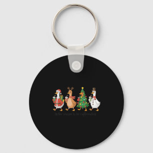 Retro Tis The Season To Be Caffeinated Funny Goose Keychain