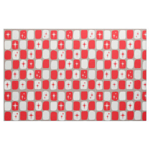 Rétro tissu de coton peigné par Starbursts rouge