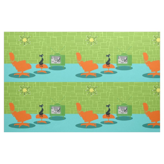 Rétro tissu de Kitty d'âge d'espace (Fat Quarter)