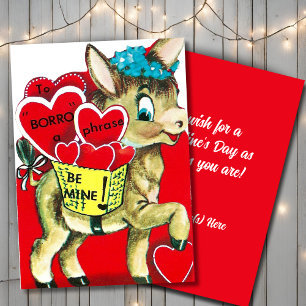 Retro To Borro A Phrase Be Mine Custom Valentine Holiday Card