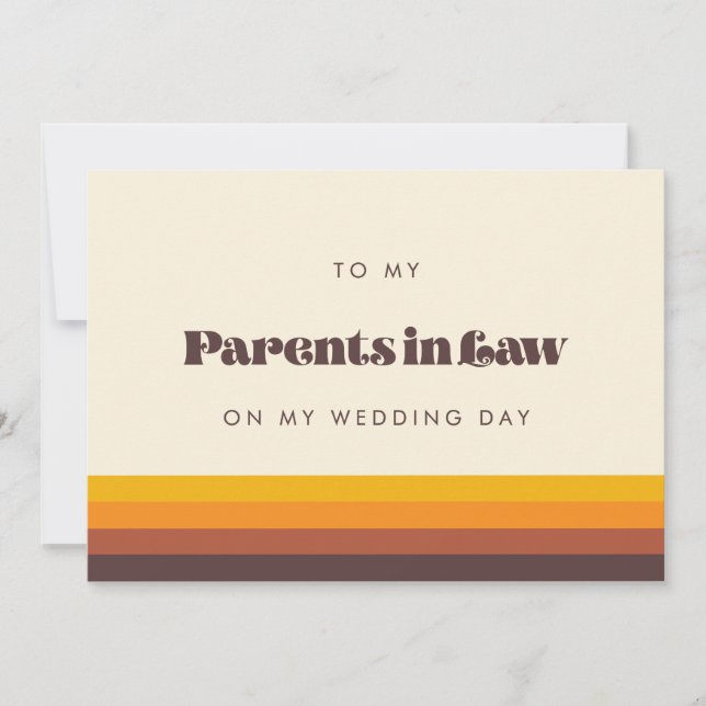 Retro To my Parents in law on my wedding day card (Front)