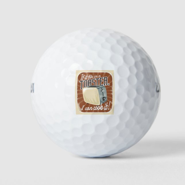 Retro Toaster Cooking Humour Golf Balls (Front)