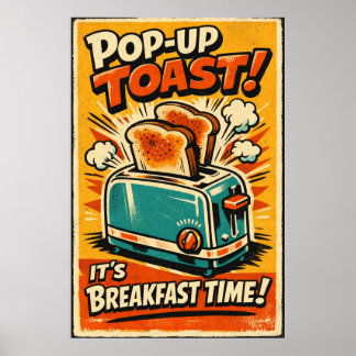 Retro Toaster Poster – Pop Up Toast Breakfast Wall