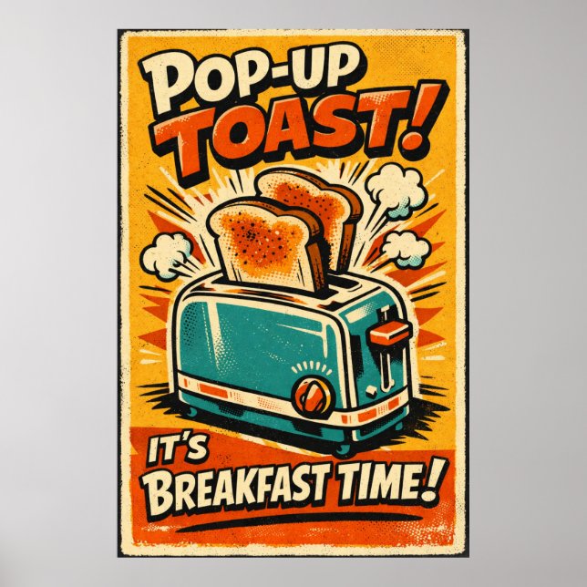 Retro Toaster Poster – Pop Up Toast Breakfast Wall (Front)