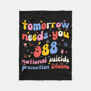 Retro Tomorrow Needs You 988 Suicide Prevention Aw Fleece Blanket