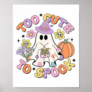 Retro Too Cute To Spook Ghost Witch Funny Hallowee Poster