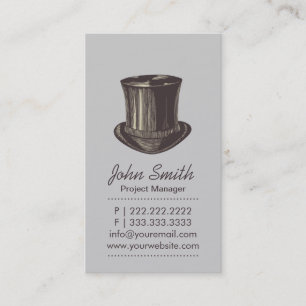 Retro Top Hat Light Grey Business Card