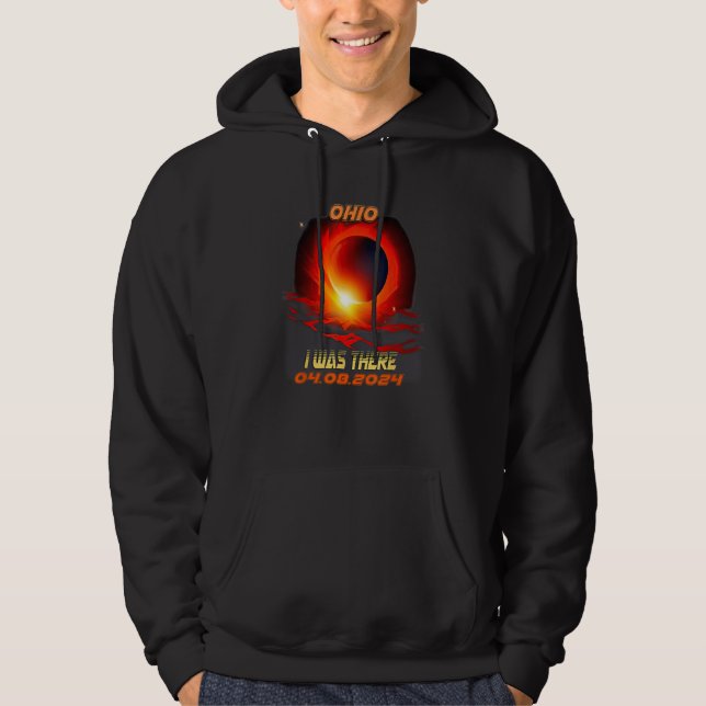 Retro Total Solar Eclipse 2024 Ohio Hoodie (Front)