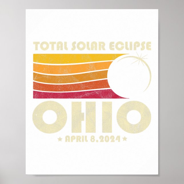 Retro Total Solar Eclipse 2024 Ohio Usa Totality  Poster (Front)