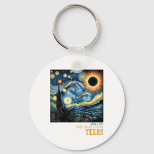 Retro Total Solar Eclipse 2024 Texas For Men Women Keychain