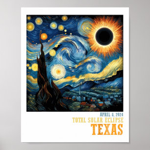 Retro Total Solar Eclipse 2024 Texas For Men Women Poster