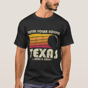 Retro Total Solar Eclipse 2024 Texas Usa Totality  T-Shirt