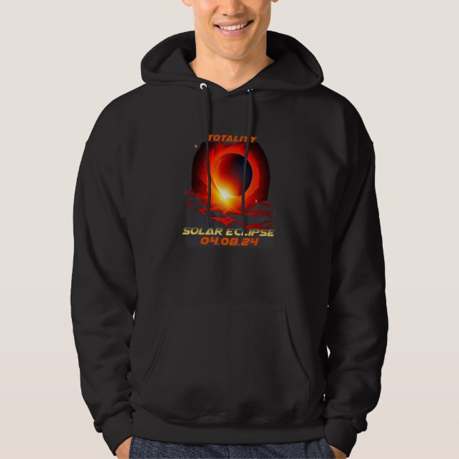 Retro Total Solar Eclipse 2024 Totality Hoodie (Front)