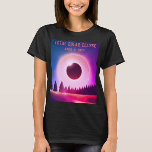 Retro Total solar eclipse April 8, 2024 landscape T-Shirt