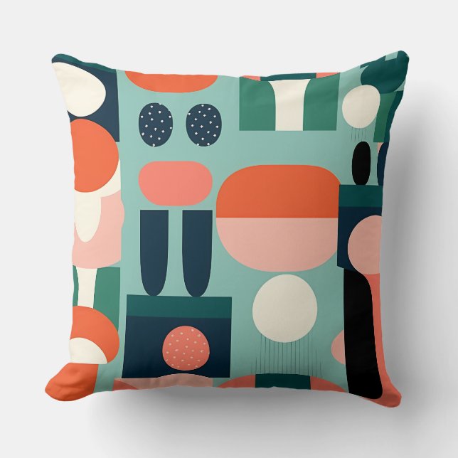 Retro Totem Geometric Pillow (Front)
