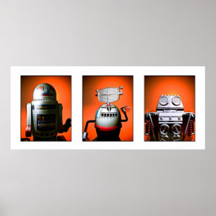 Retro Toy Robot Lineup 01 Poster