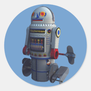 Retro Toy Robot Number 7 Sticker