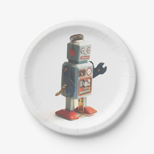 Retro Toy Robot Paper Plate (Front)