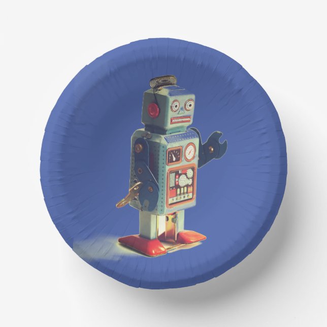 Retro Toy Robot Paper Plate (Front)