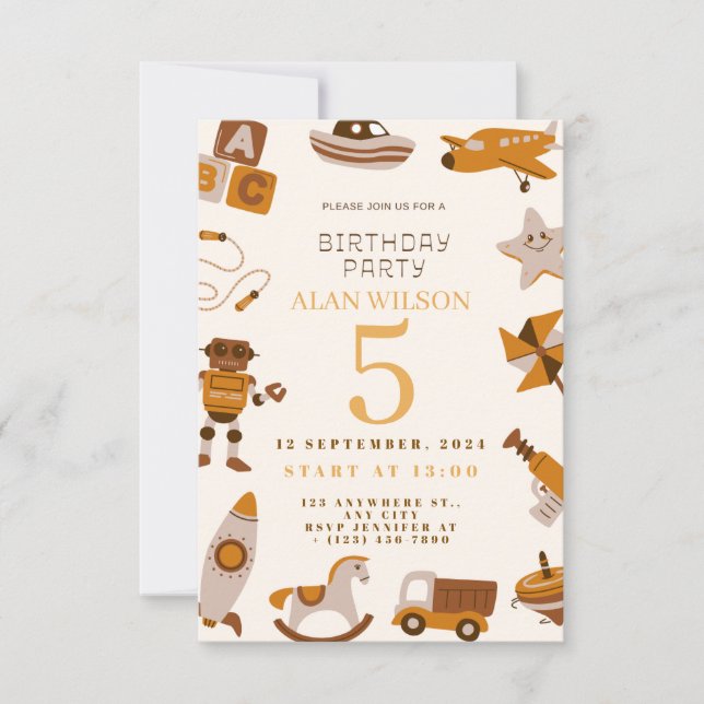 Retro Toys Boys Birthday Invitation (Front)
