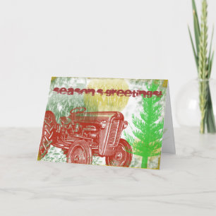 Retro Tractor Christmas Card