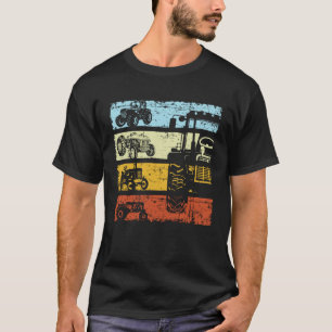 Retro Tractor Farmer Agricultural Tractor Farm Vin T-Shirt