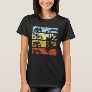 Retro Tractor Farmer Agricultural Tractor Farm Vin T-Shirt