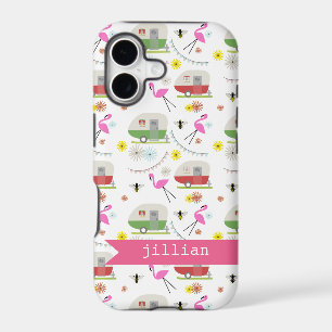 Retro Trailer & Flamingos Pattern