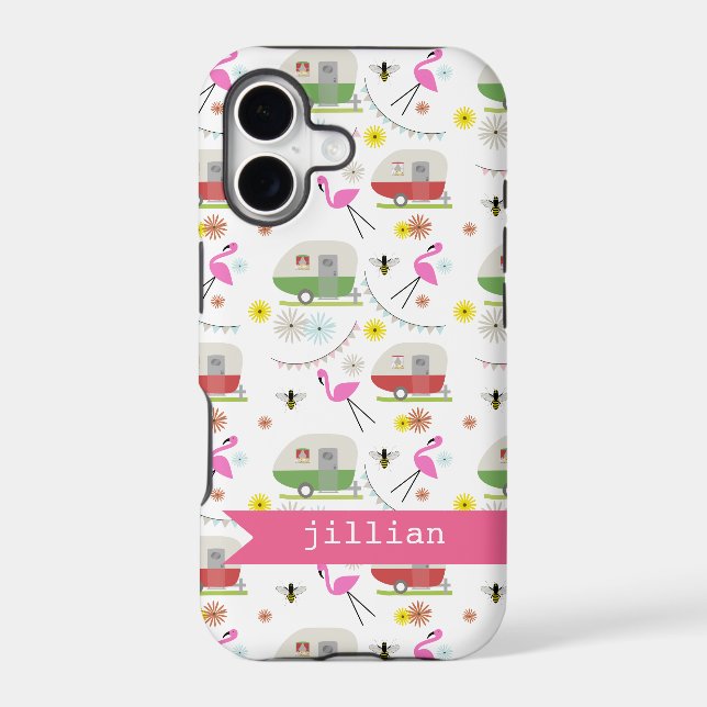 Retro Trailer & Flamingos Pattern (Back)
