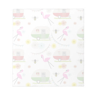 Retro Trailer & Flamingos Pattern Notepad