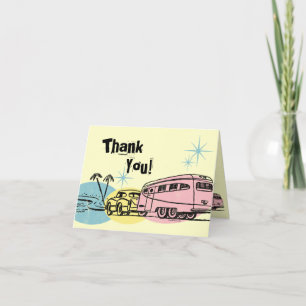 Retro Trailer Just Hitched Thank You Card