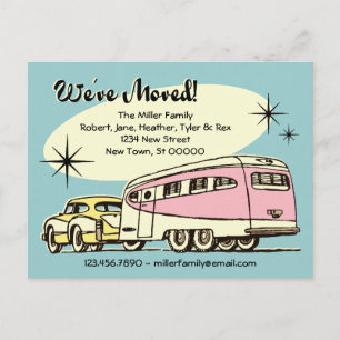 Retro Trailer We've Moved Announcement Postcard